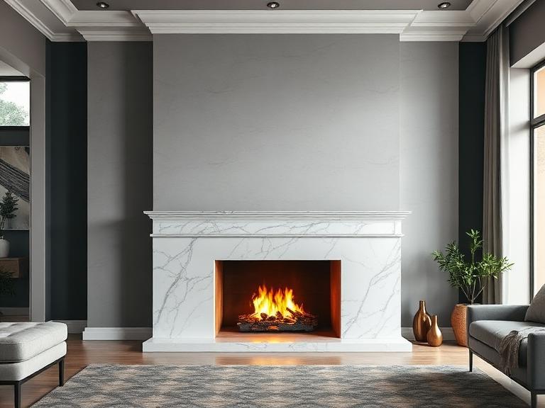 Marble mantel fireplace remodel