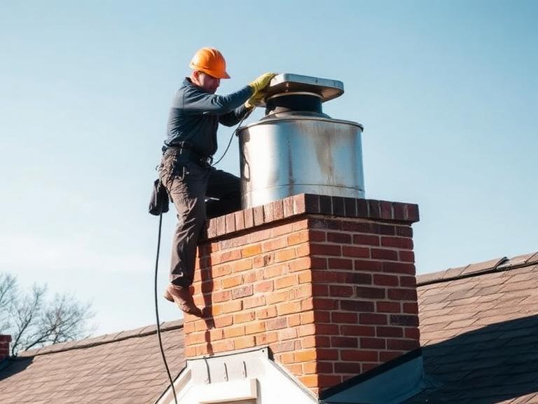 Rooftop chimney liner installation