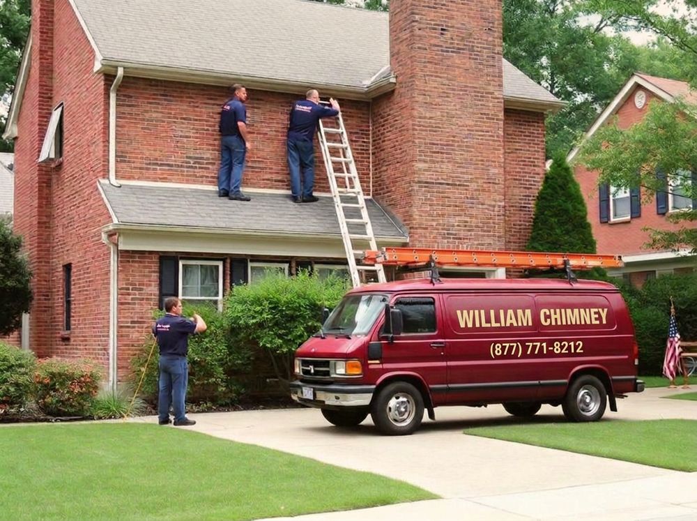 William Chimney crew on a large brick home chimney job