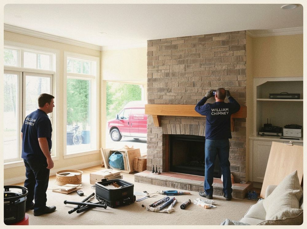 Fireplace remodel in progress
